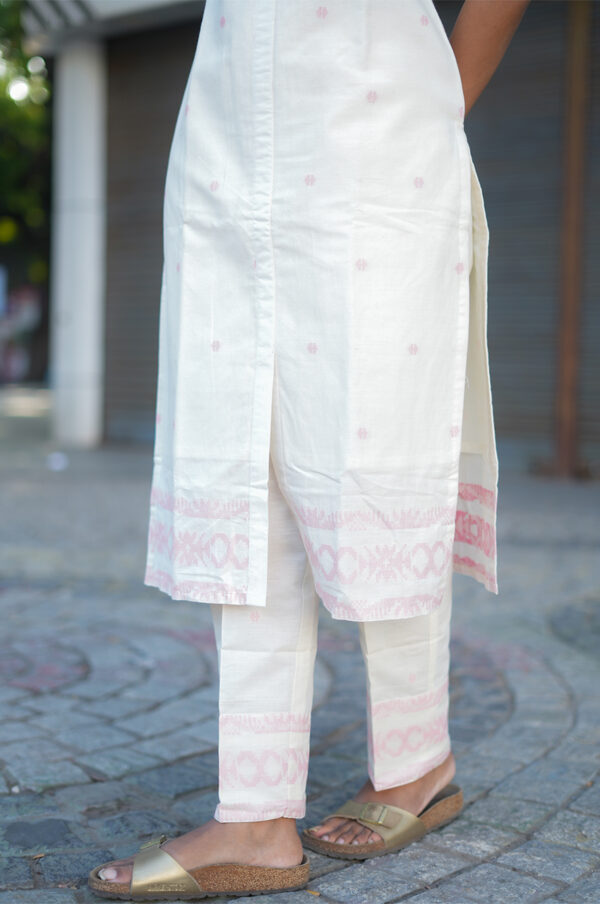 white co-ord pink
