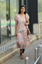 "Pastel floral cotton maxi frock with puff sleeves – Aayizhai Fashions"