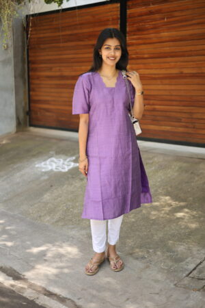 "Purple silk kurti with scallop neck – Aayizhai Fashions"