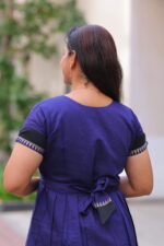 "Royal blue sub-silk maternity maxi dress with black embroidered border – Aayizhai Fashions"