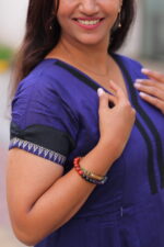 "Royal blue sub-silk maternity maxi dress with black embroidered border – Aayizhai Fashions"