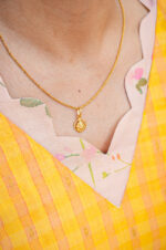 Aayizhai Yellow Malar kurti set in tissue cotton fabric with attached lining